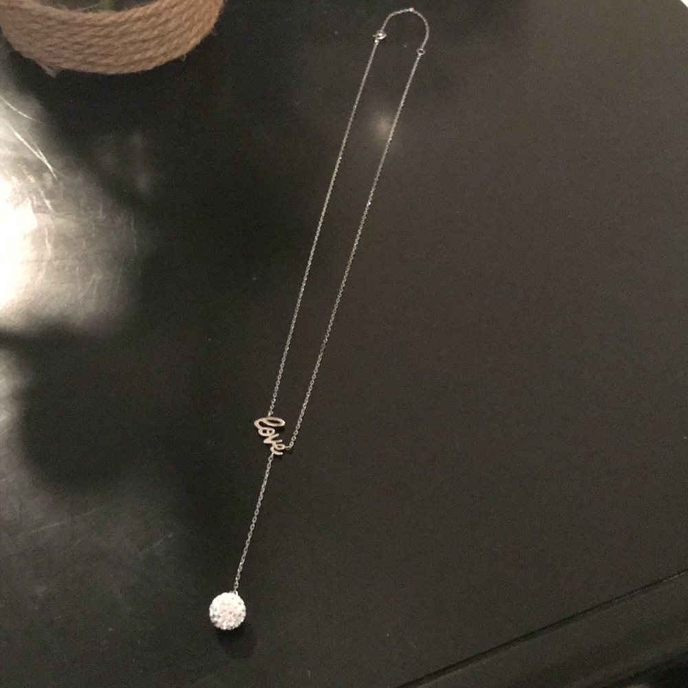 Swarovski Elements LOVE Y Necklace Sterling Silver - Picture 2 of 4